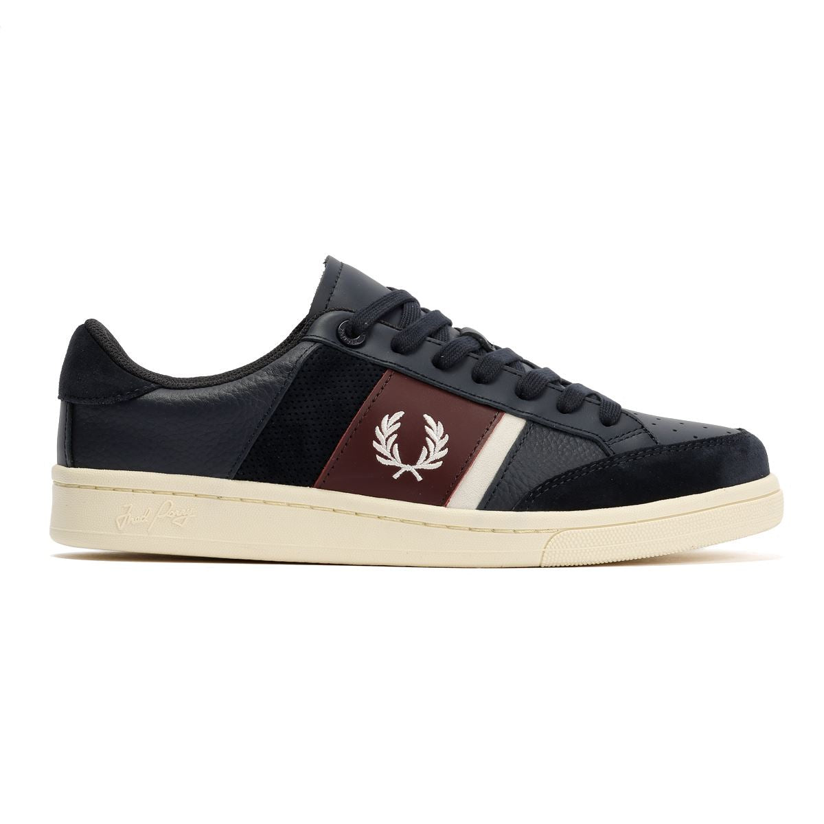 Fred Perry B725 Leather Suede Men's Navy/Ecru/Oxblood Trainers