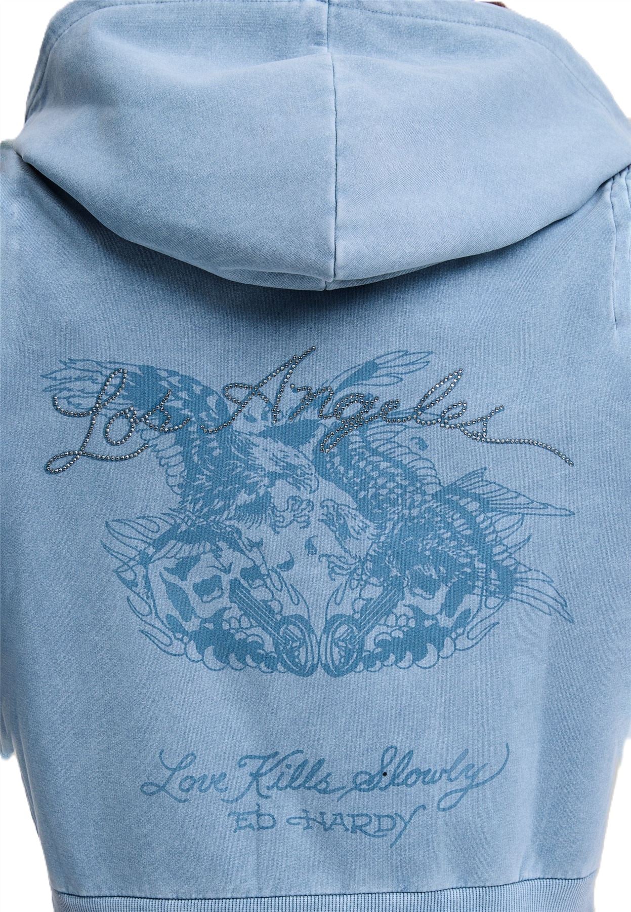 Ed Hardy Stay True Fitted Cropped Zip Women's Blue Hoodie