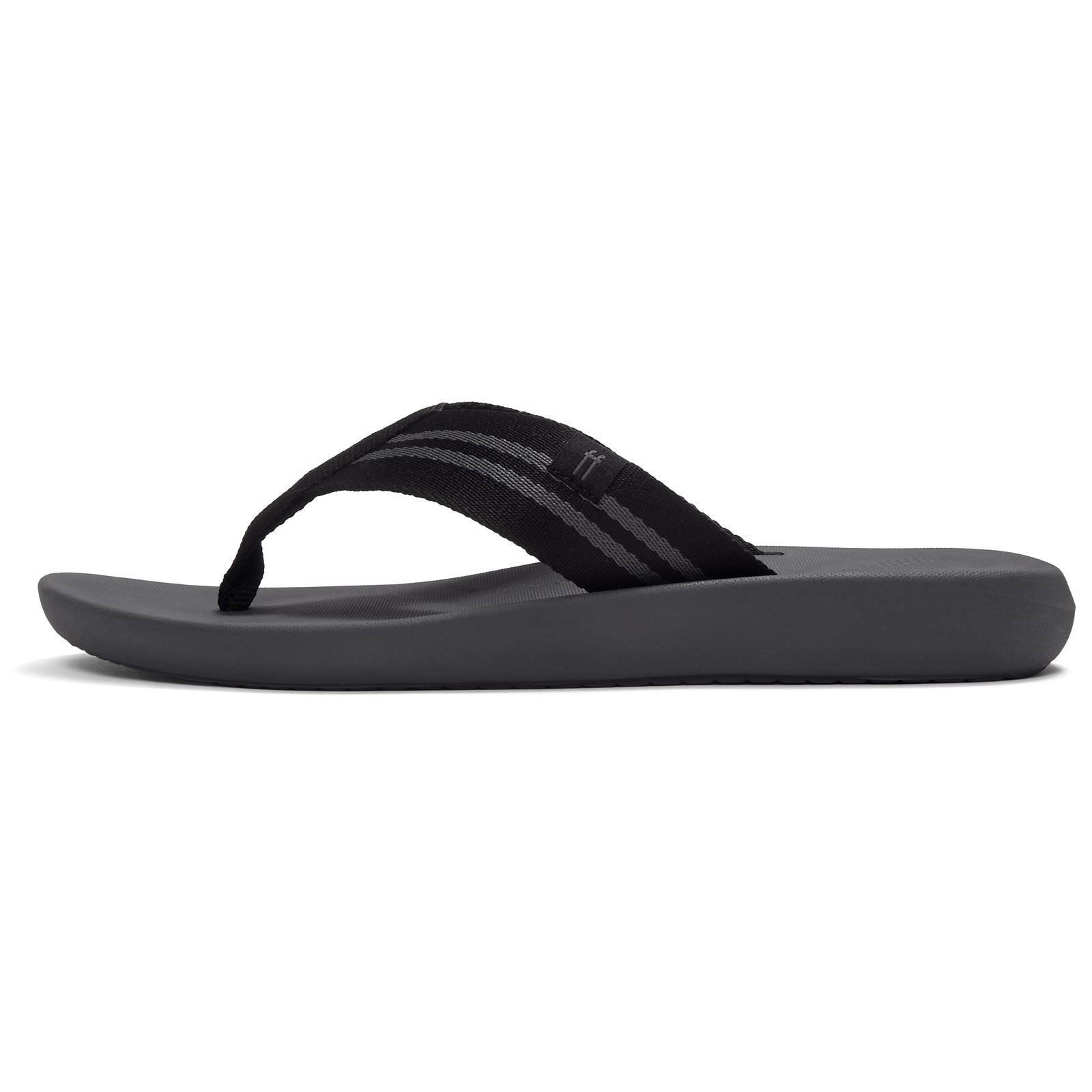 Fitflop iQushion Polyester Men's Black/Charcoal Flip Flops