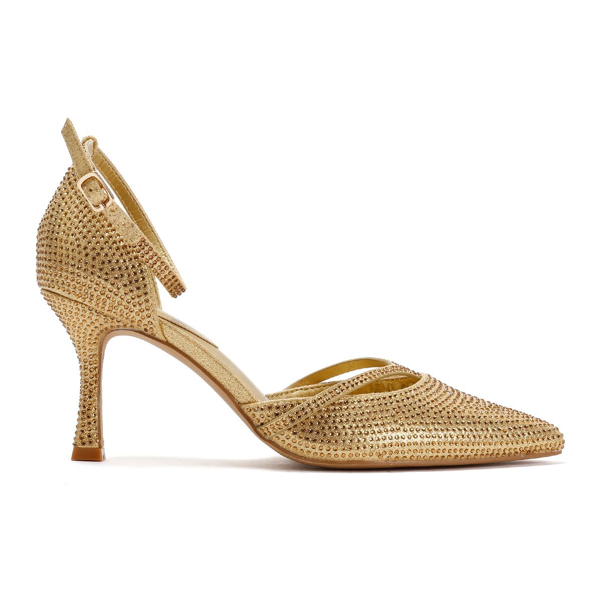 French Connection Nina Rhinstone Stilleto Women's Gold Heels