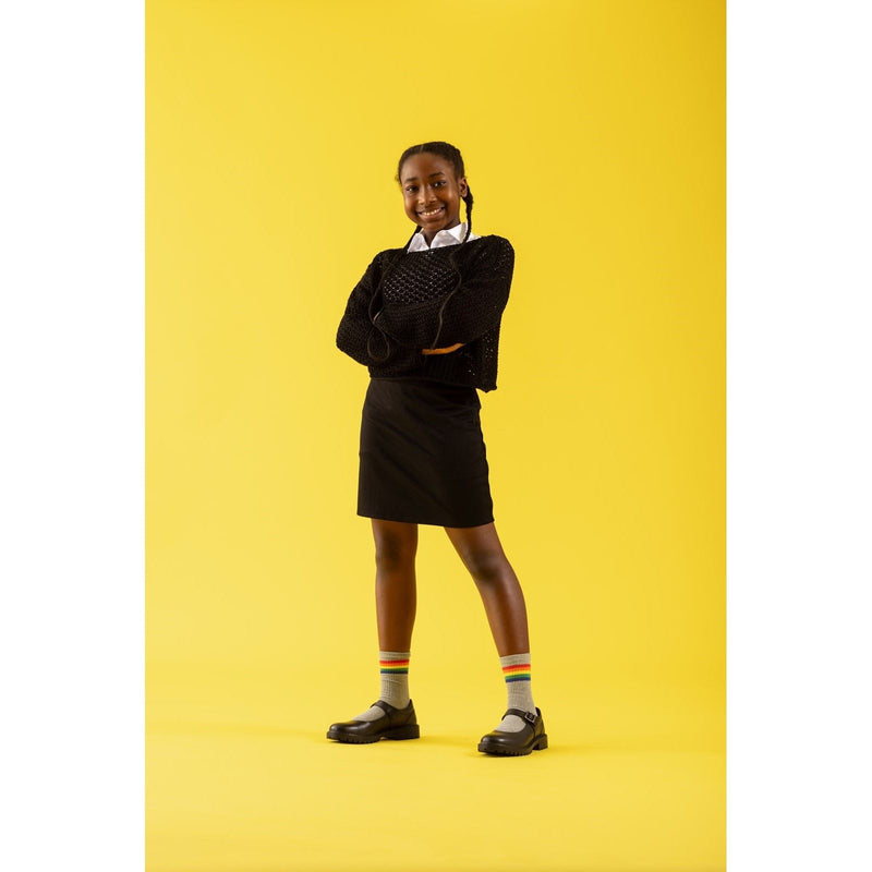 Hush Puppies Aurora Senior Leather Girls's Black Shoes