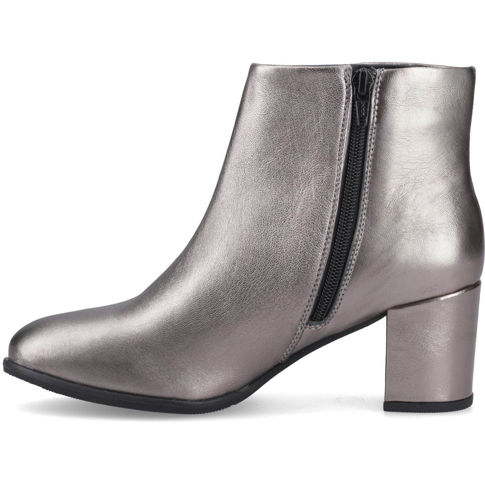 Hush Puppies Claridy Leather Women's Pewter Heeled Ankle Boots