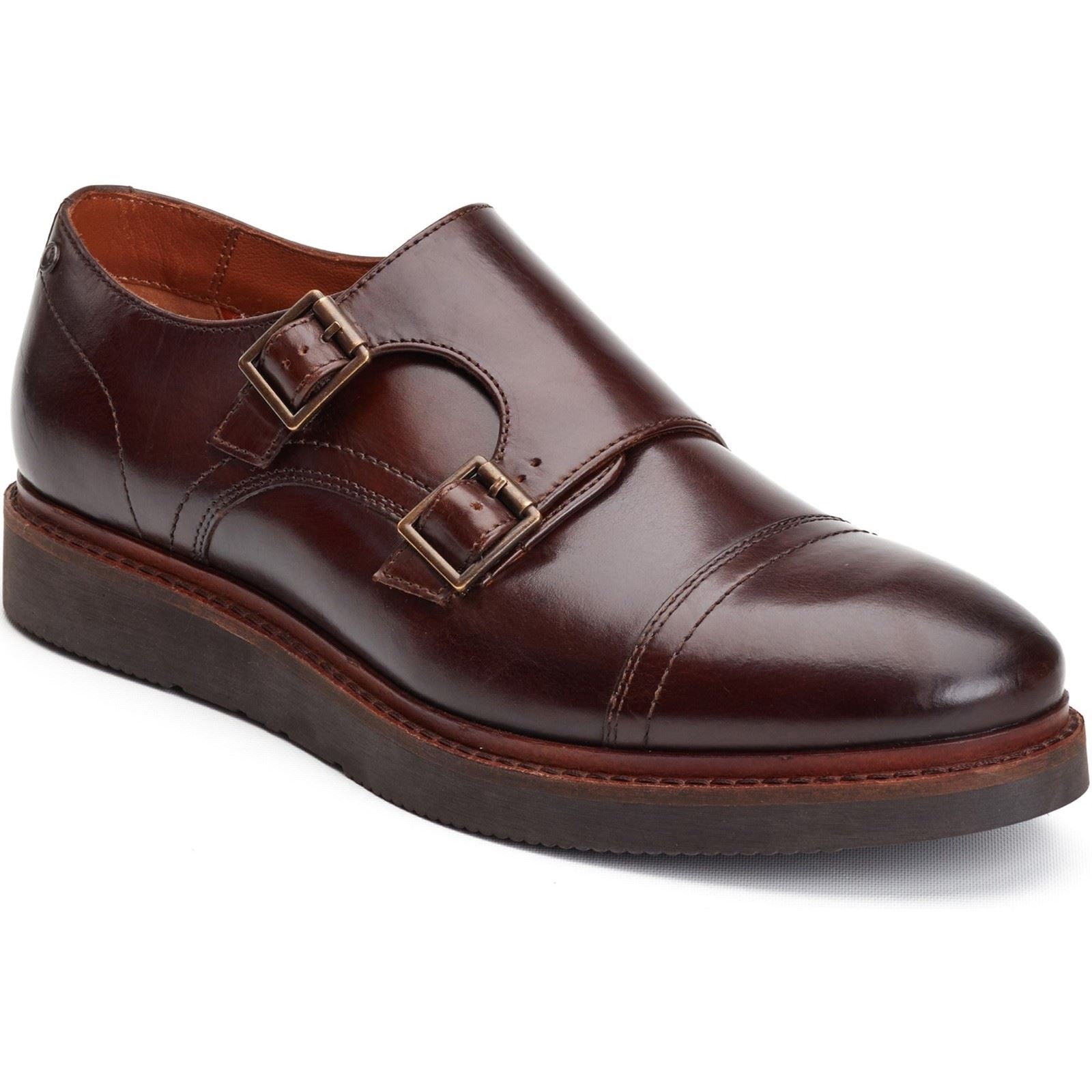 Base London Knight Leather Men's Burnt Brown Double Monk Shoes