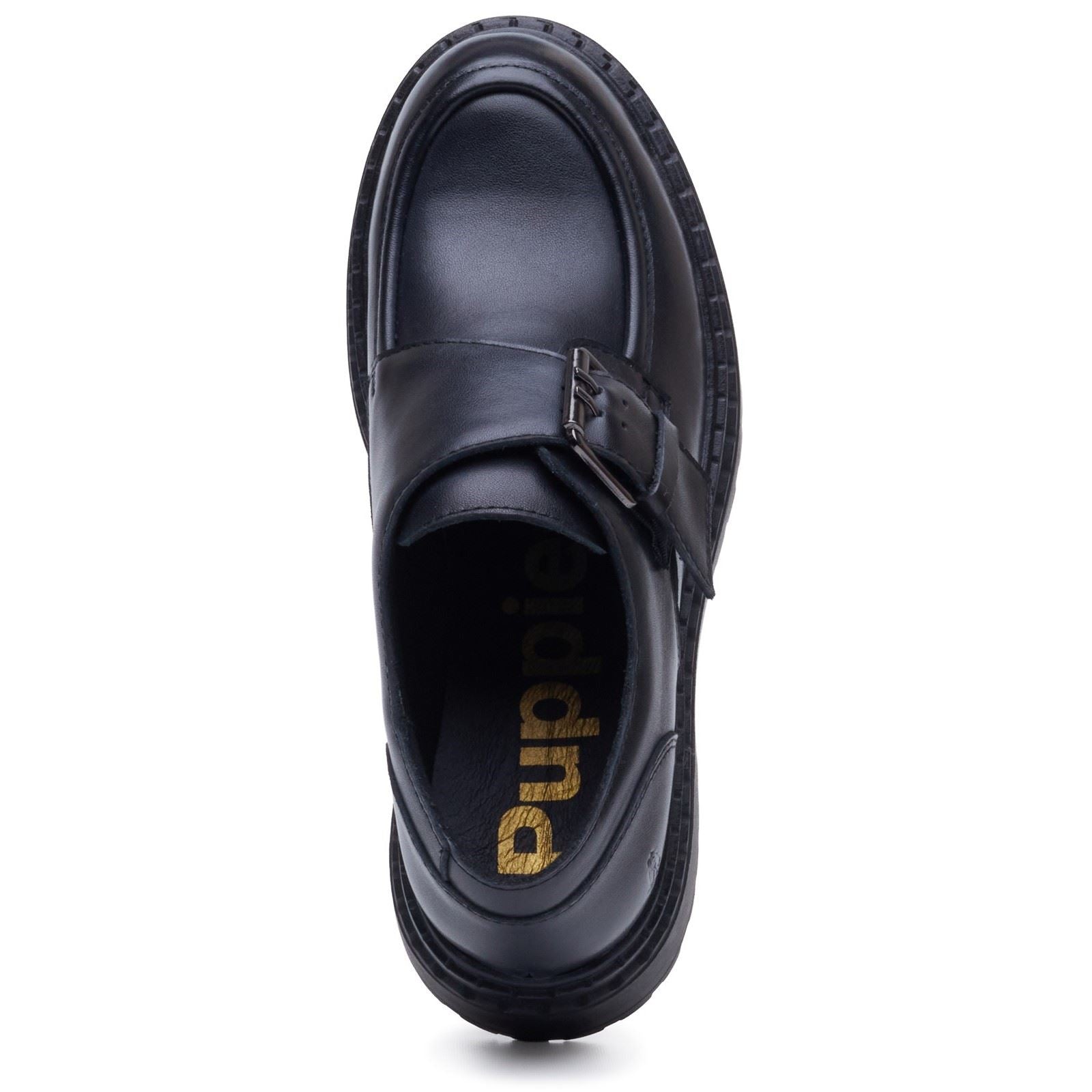 Hush Puppies Orla Monk Leather Women's Black Loafers