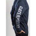 Caterpillar Trademark Banner Long Sleeve Cotton Men's Blue T-Shirt