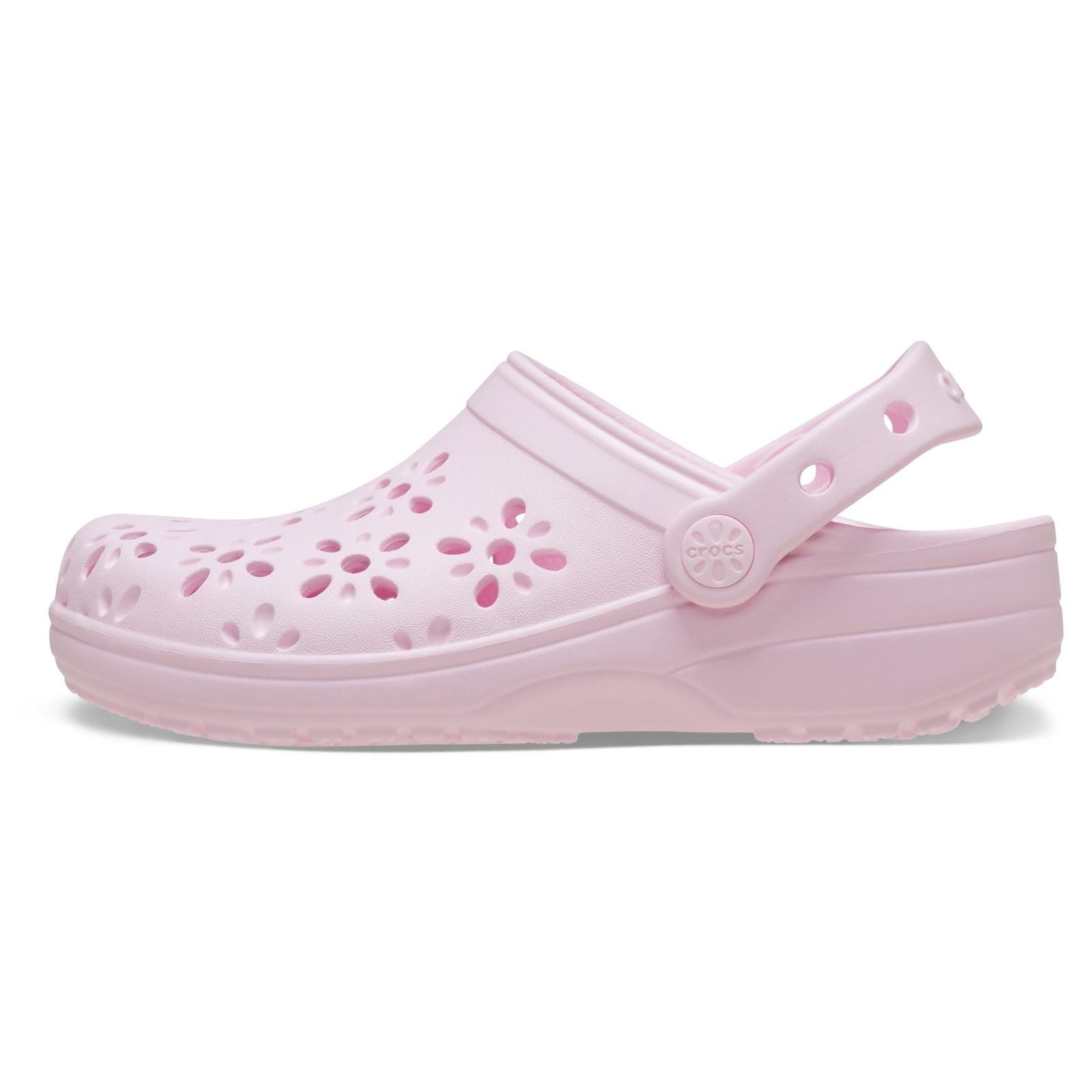 Crocs Classic Floral Cut Out EVA Unisex Kid's Pink Milk Clogs