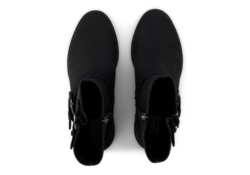 TOMS Ionie Moto Nubuck Leather Women's Black Boots