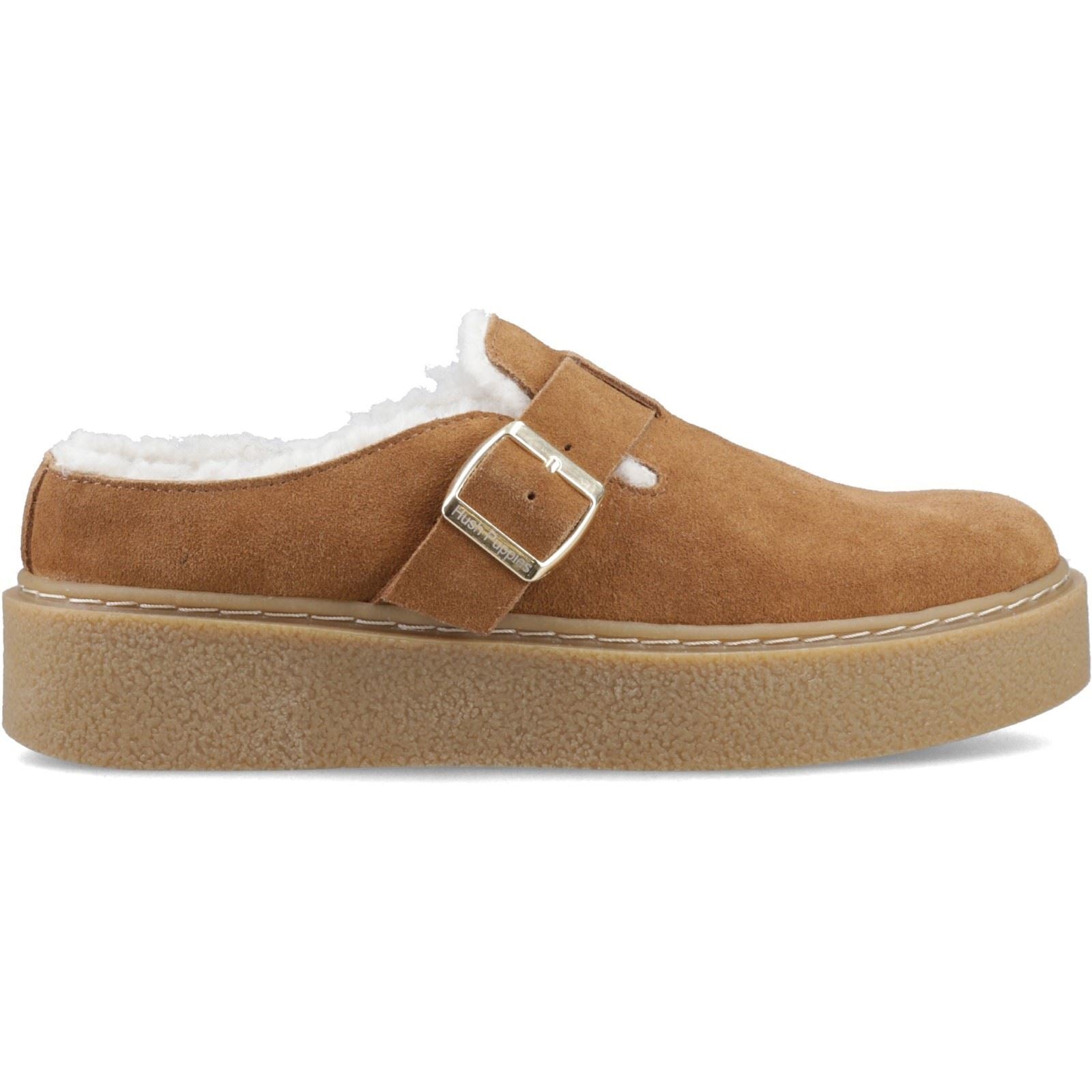 Hush Puppies Blanche Fur Leather Women's Tan Mules