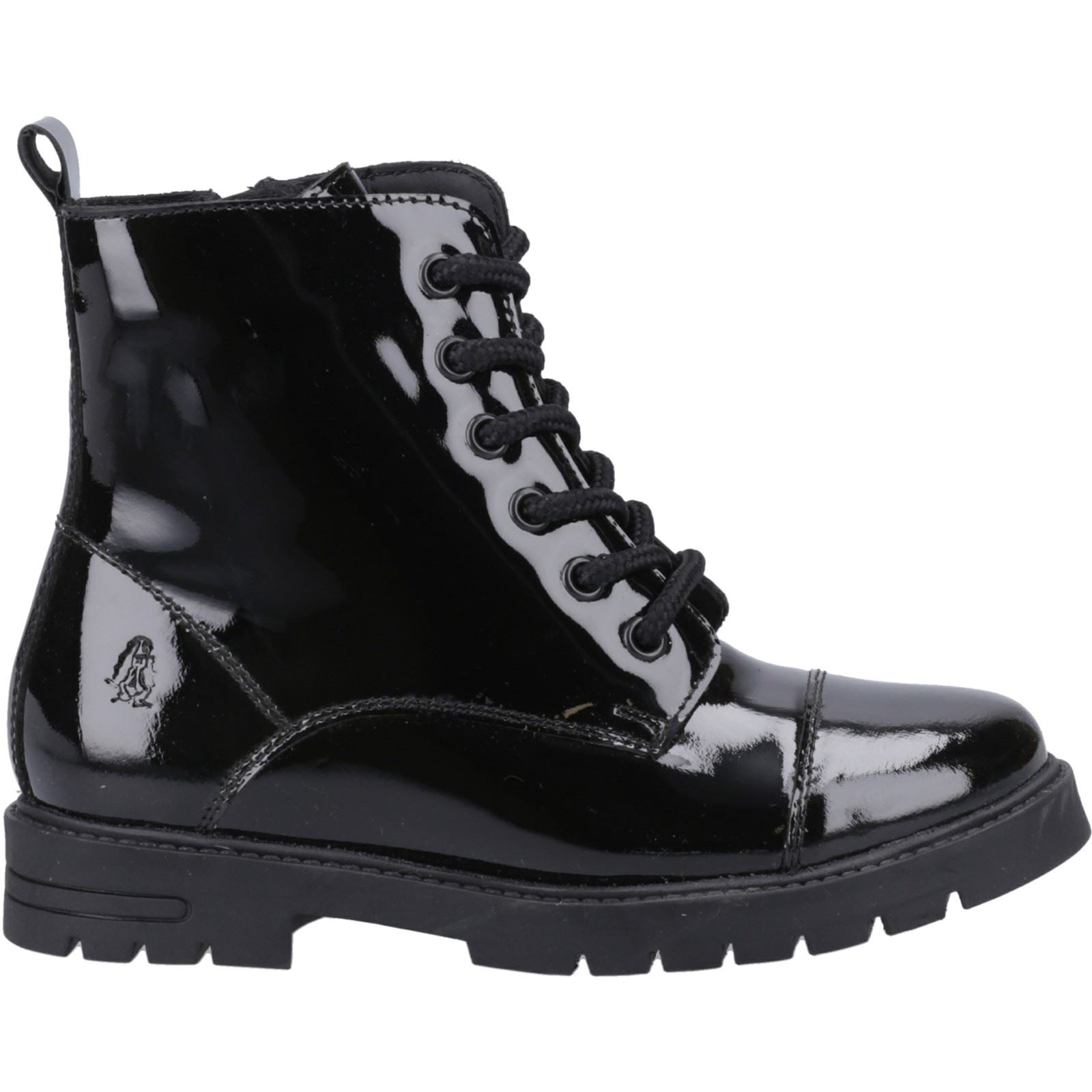Hush Puppies Lauren Patent Junior Leather Girls's Black Boots