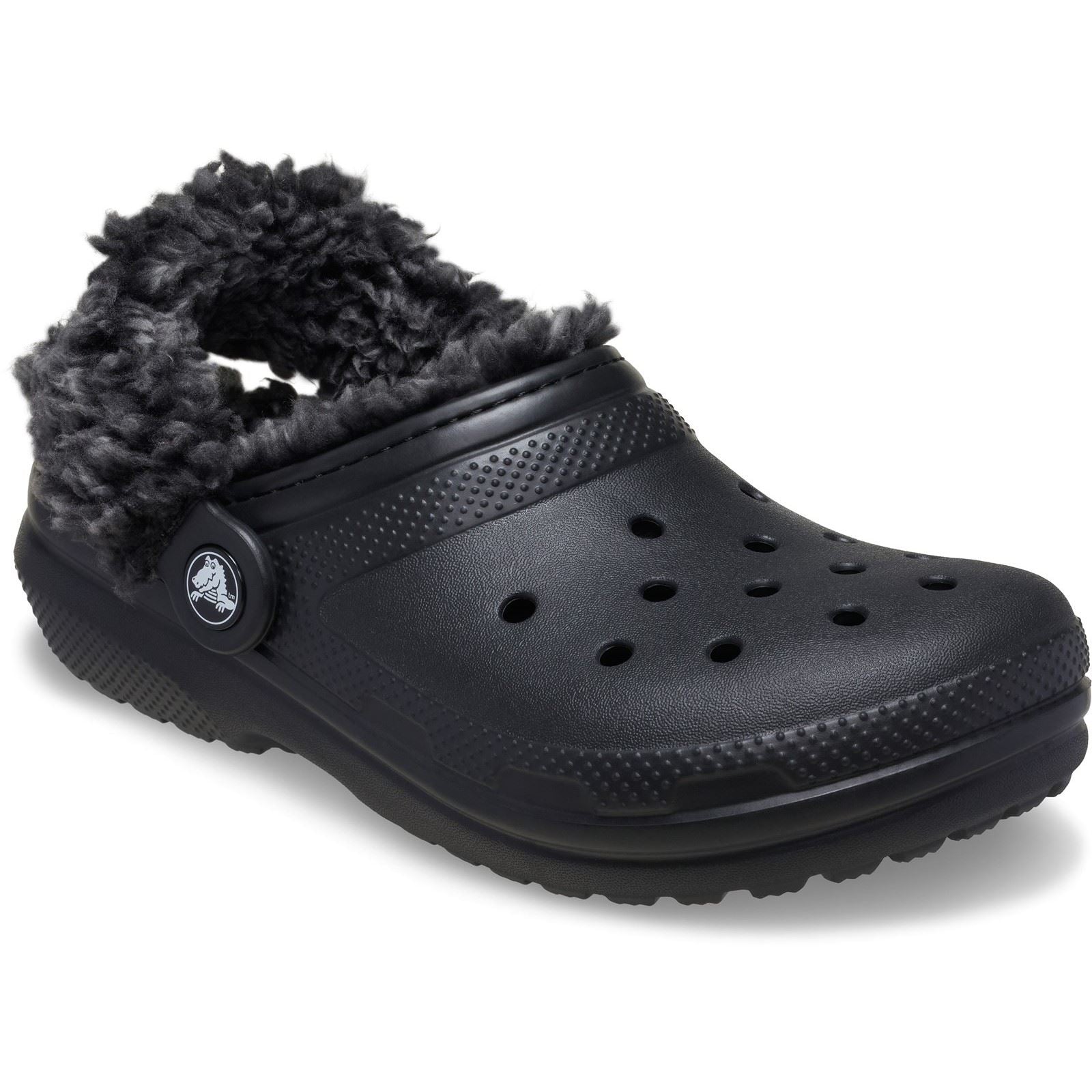 Crocs Classic Fleece Lined Textile Blend Unisex Kid's Black Slippers