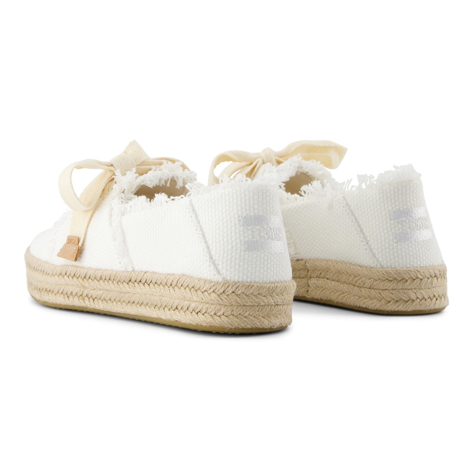 TOMS Carolina Lace Up Cotton Women's White Beachside Espadrilles