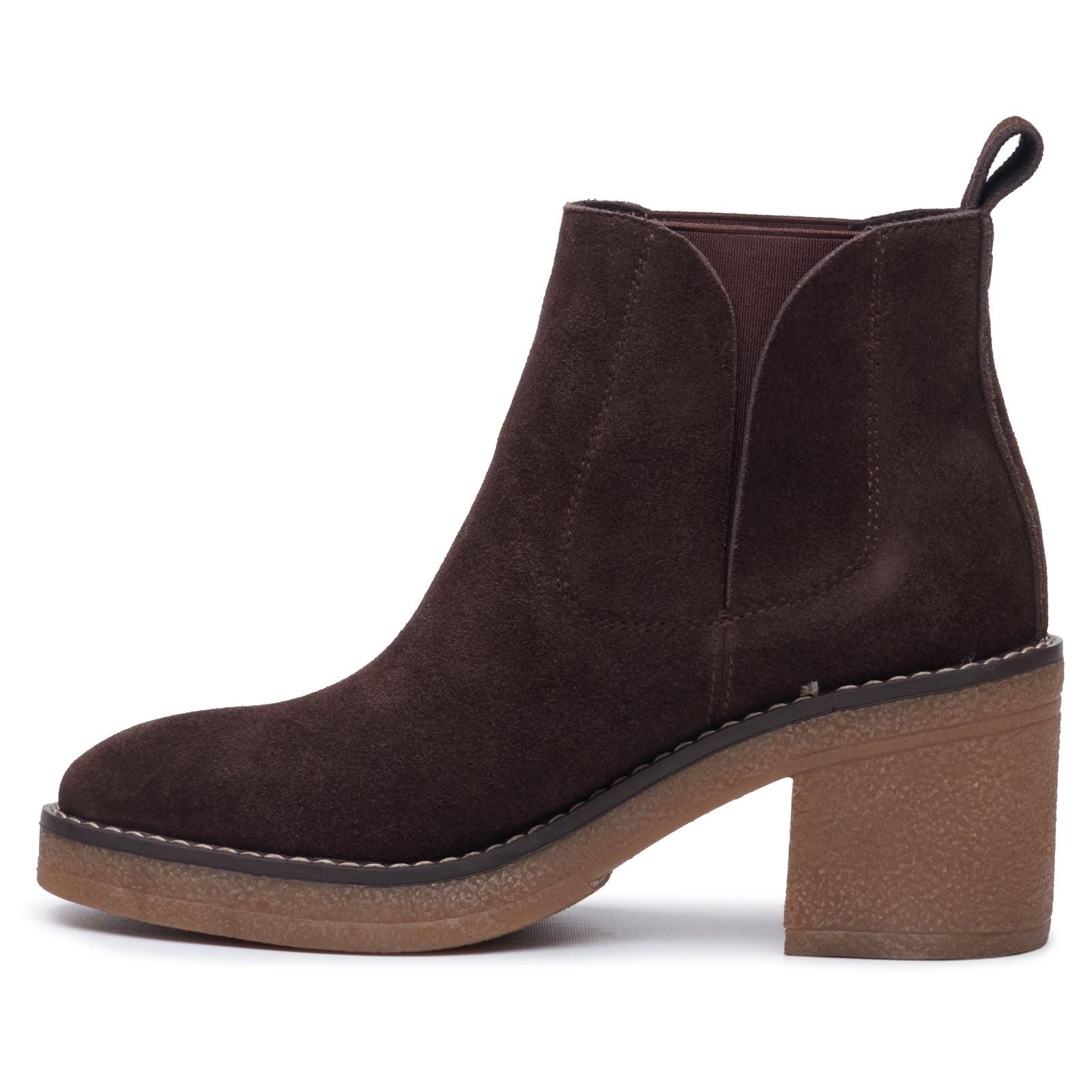 Hush Puppies Felicia Suede Women's Chocolate Heeled Ankle Boots
