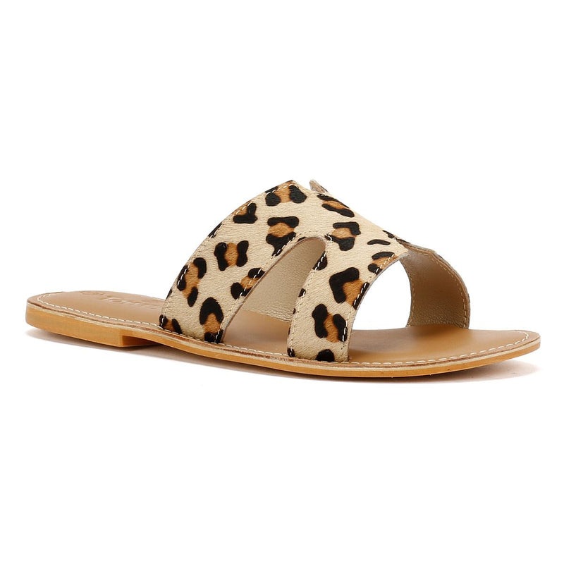 Tower London Cut Out Leather Women's Leopard Print Mules