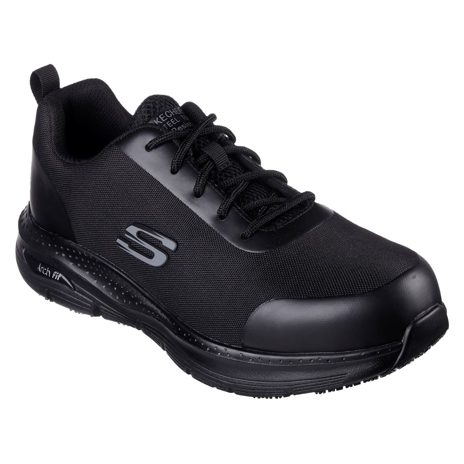 Skechers Workwear Arch Fit SR Ringstap Textile Men's Black Safety Trainers