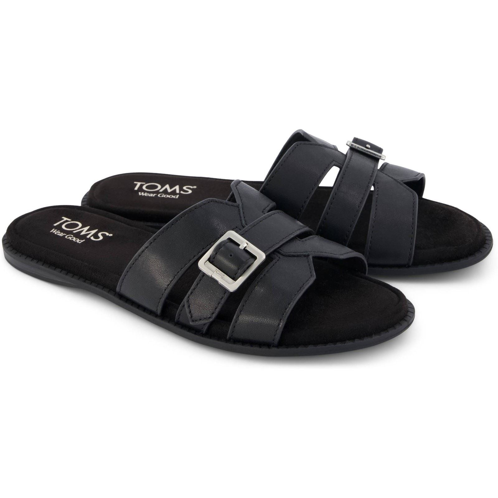 TOMS Sol Leather Women's Black Sandals