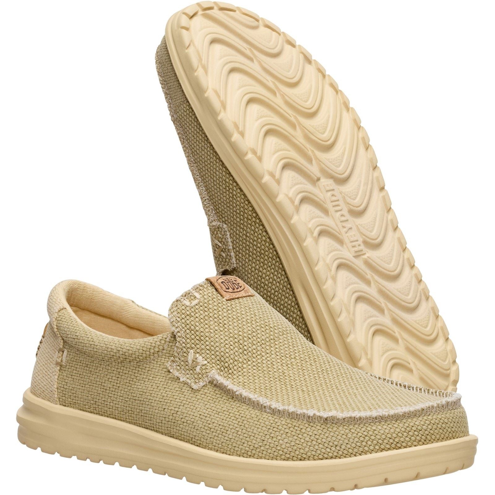 HEYDUDE Mikka Braided Textile Men's Olive Grey/Boulder Tan Loafers