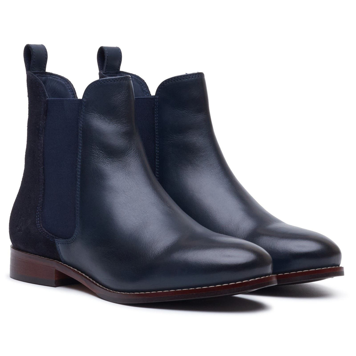 Hush Puppies Colette Leather Women's Navy Wide Fit Flat Chelsea Boots
