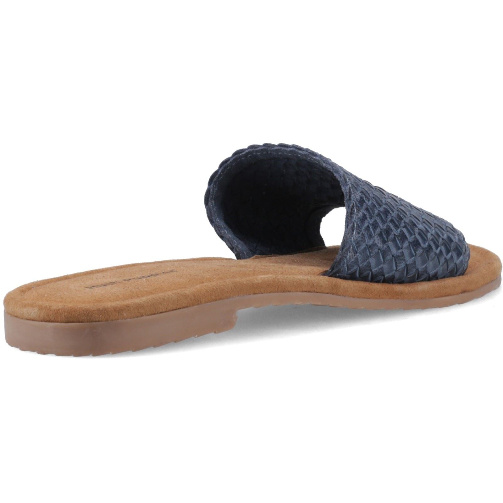 Hush Puppies Hetty Slide Leather Women's Navy Wide Sandals