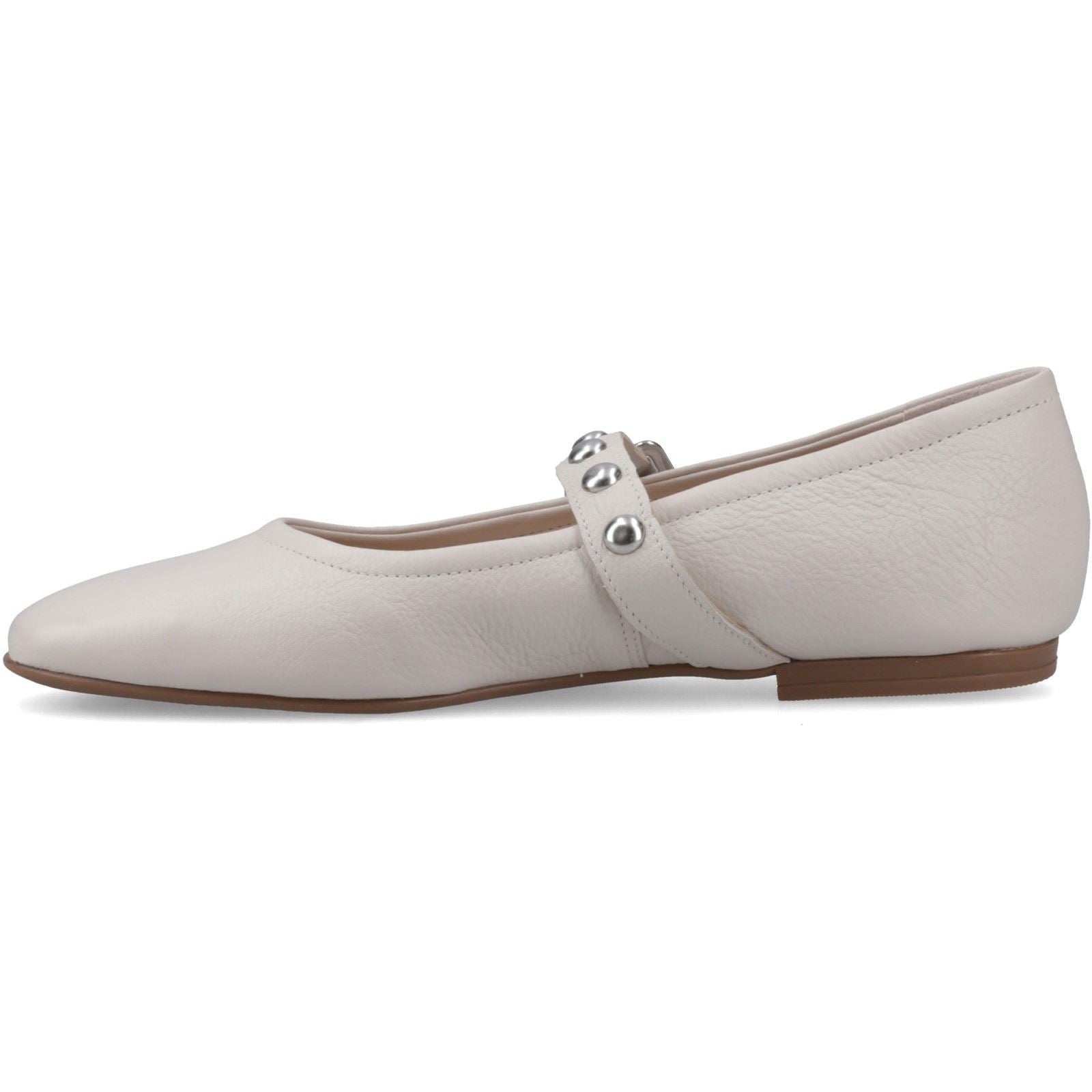 Hush Puppies Charlene Stud Ballerina Leather Women's Ivory Flats