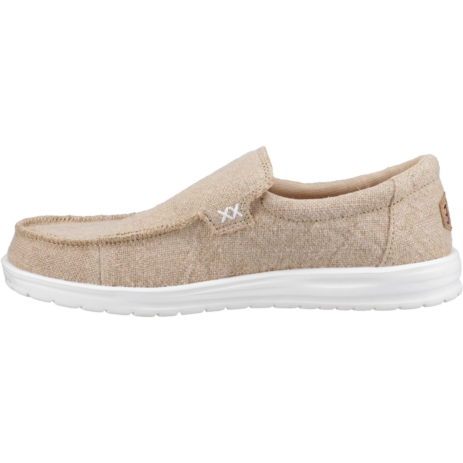 HEYDUDE Mikka Jute Linen Men's Irish Cream Moccasins Shoes