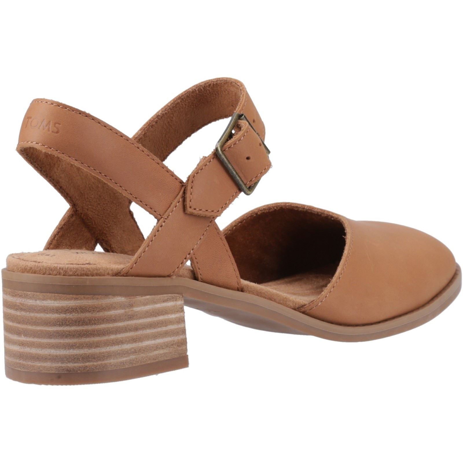 TOMS Jaclyn Leather Women's Brown Sugar Round Slingback Shoes