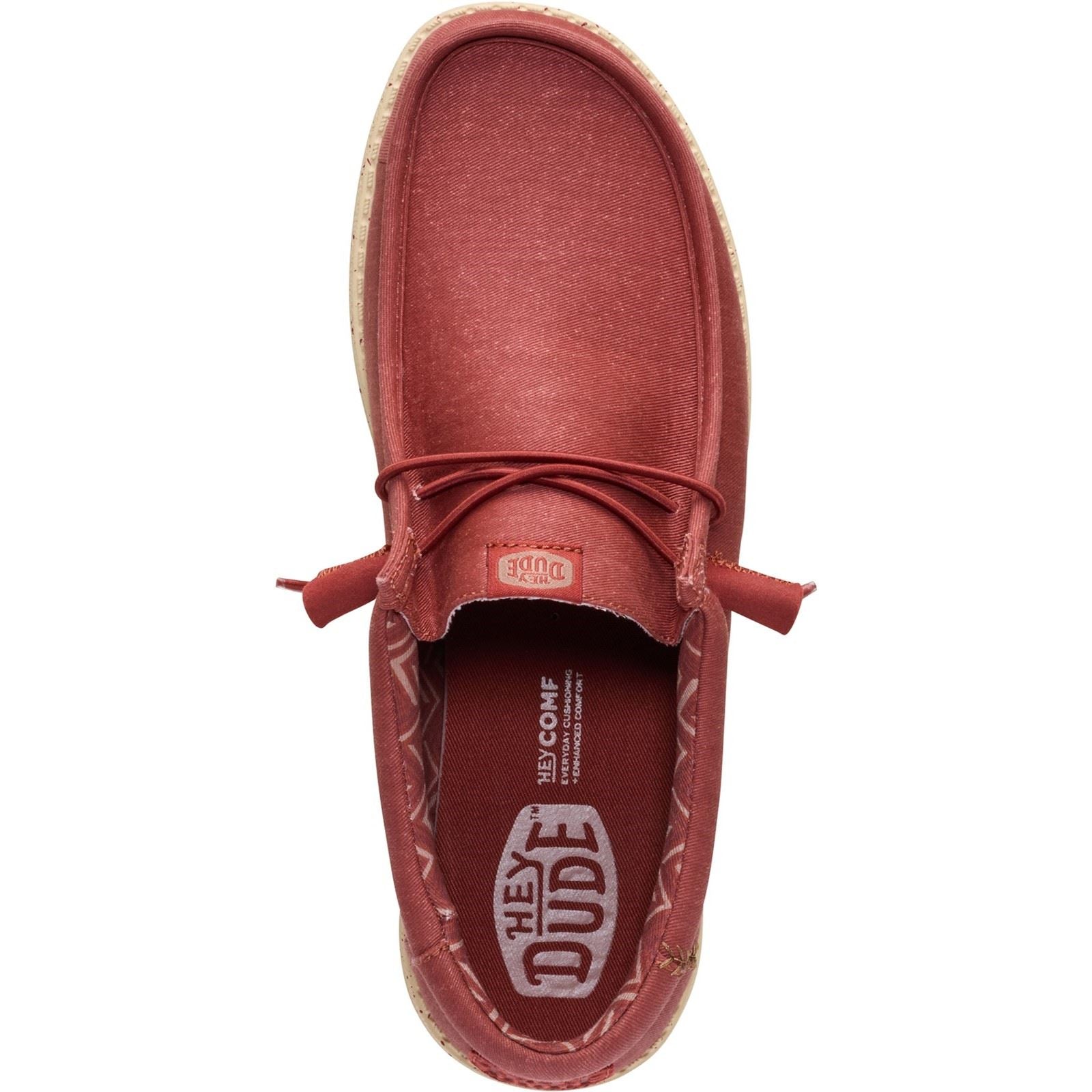 HEYDUDE Wally Stretch Textile Men's Burnt Red/Boulder Tan Loafers