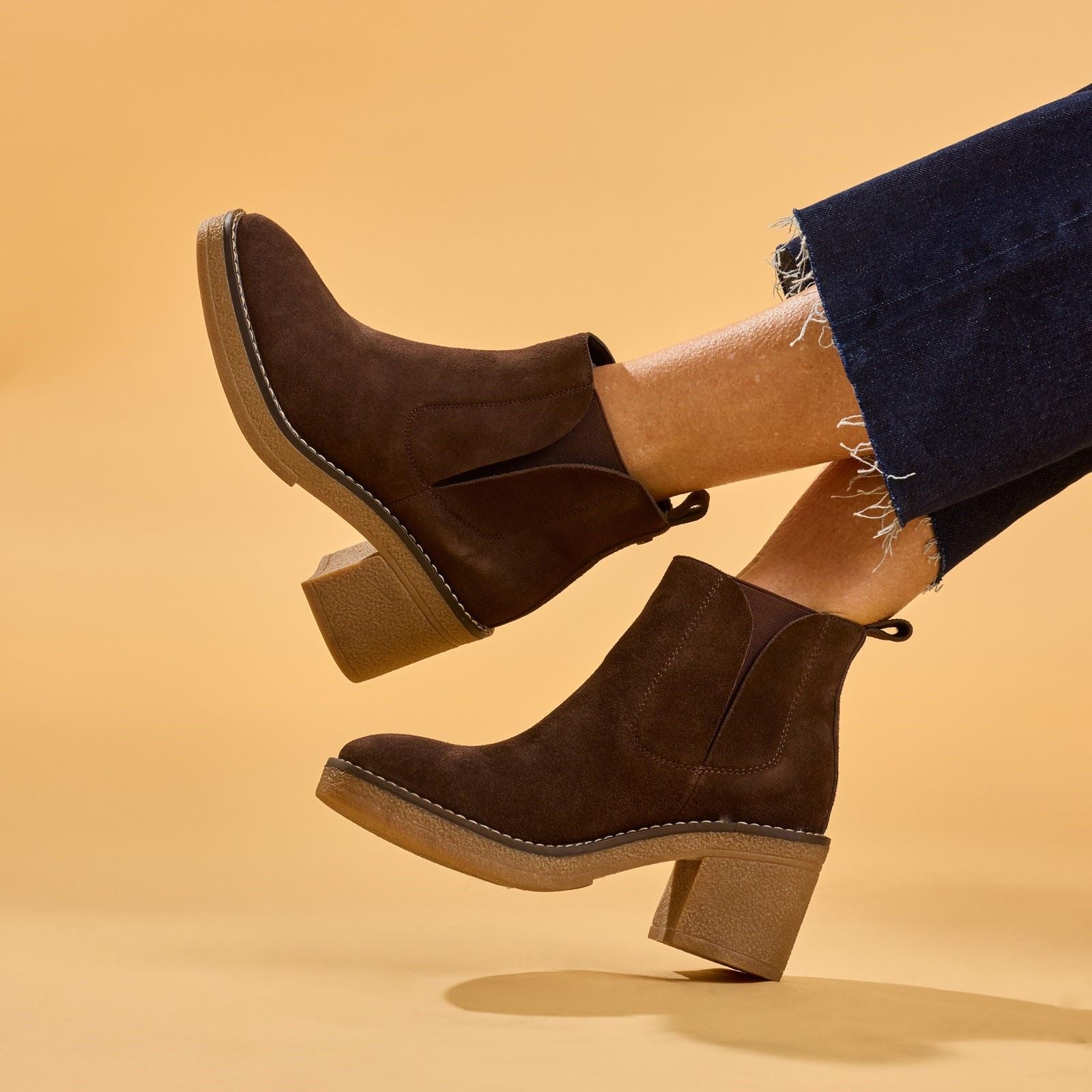 Hush Puppies Felicia Suede Women's Chocolate Heeled Ankle Boots