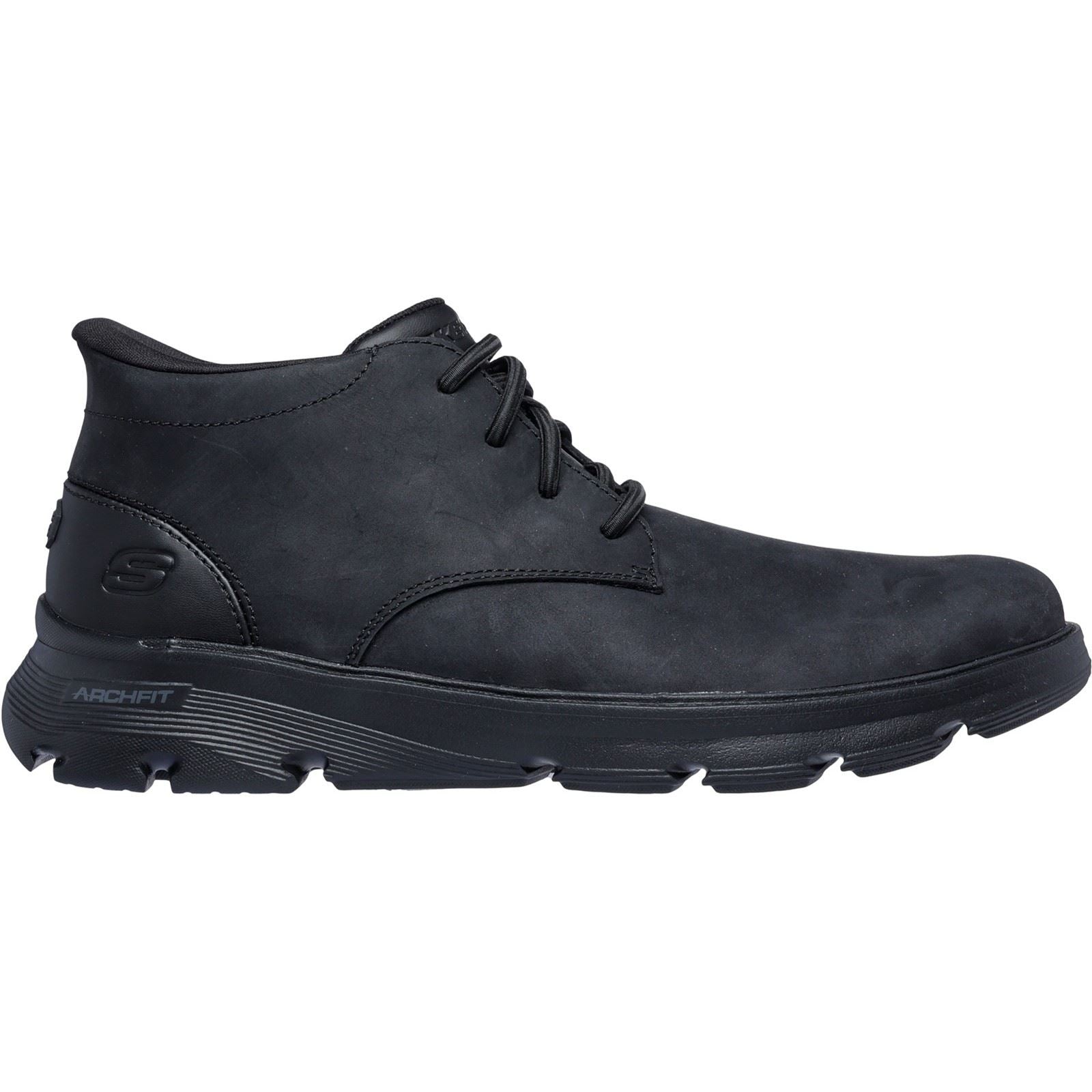 Skechers Arch Fit Garza Ridley Leather Men's Black Ankle Boots