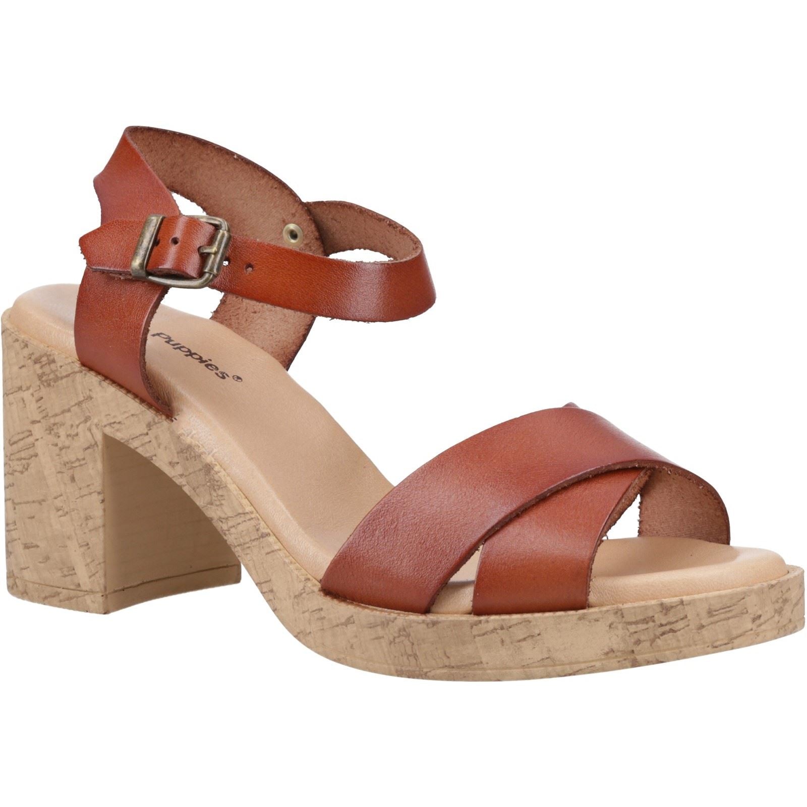 Hush Puppies Georgia Cork Leather Women's Tan Sandals
