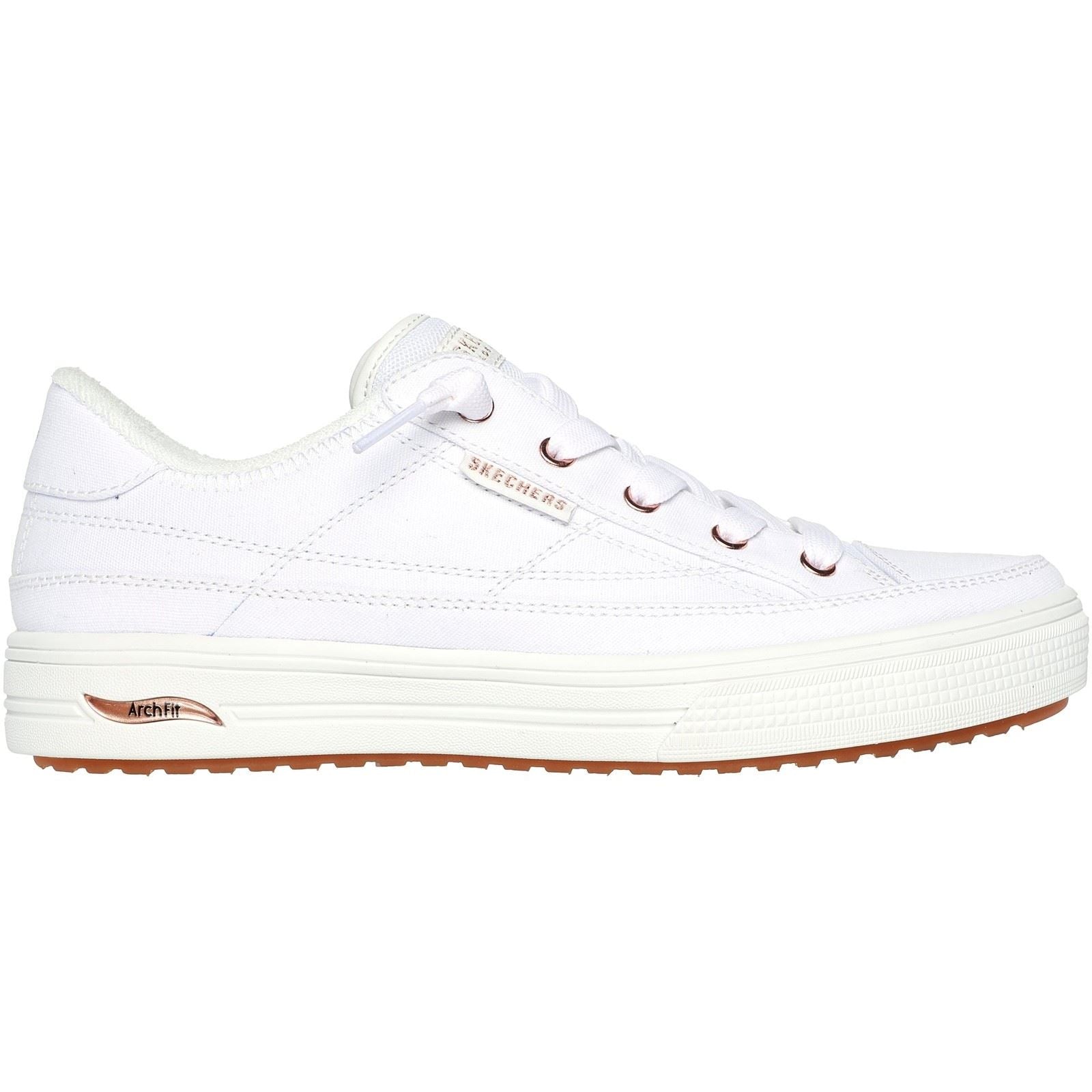 Skechers Arch Fit Arcade - Meet Ya There Textile Women's White Trainers