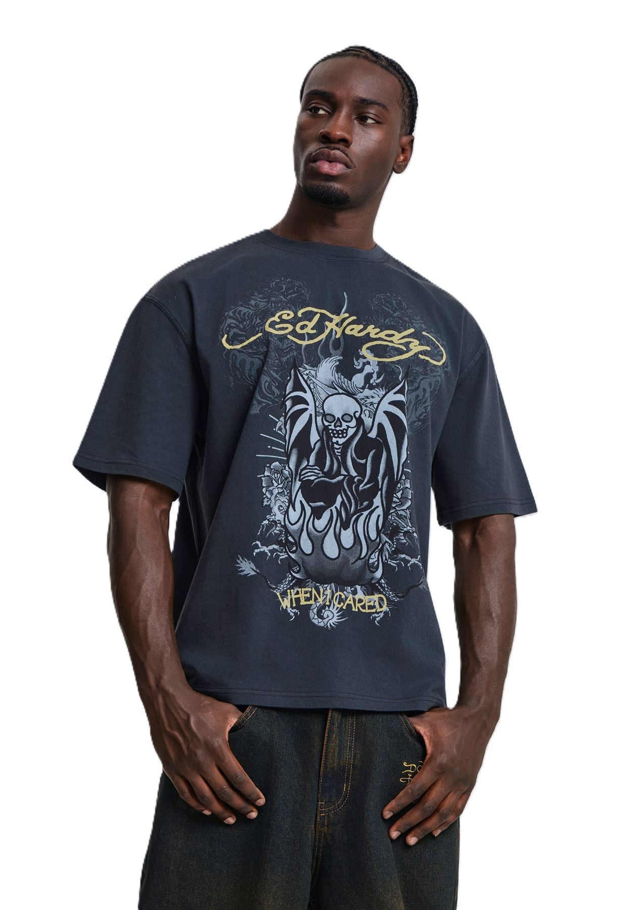 Ed Hardy When I Cared Graphic Relaxed Men's Black T-Shirts