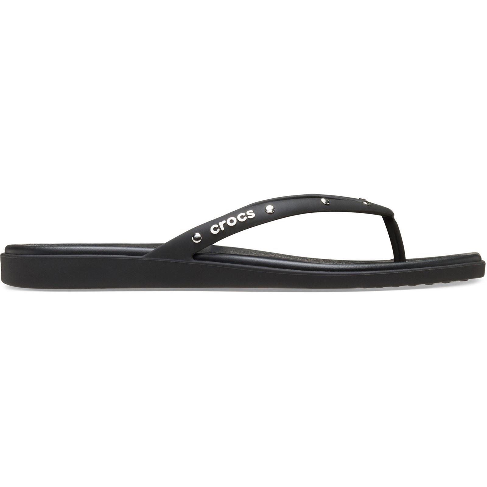 Crocs Miami Studded Flip Thermoplastic Women's Black Flip Flops
