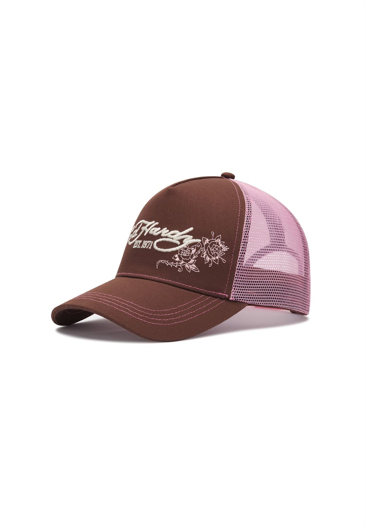 Ed Hardy Skull and Roses 5 Panel Brown Caps