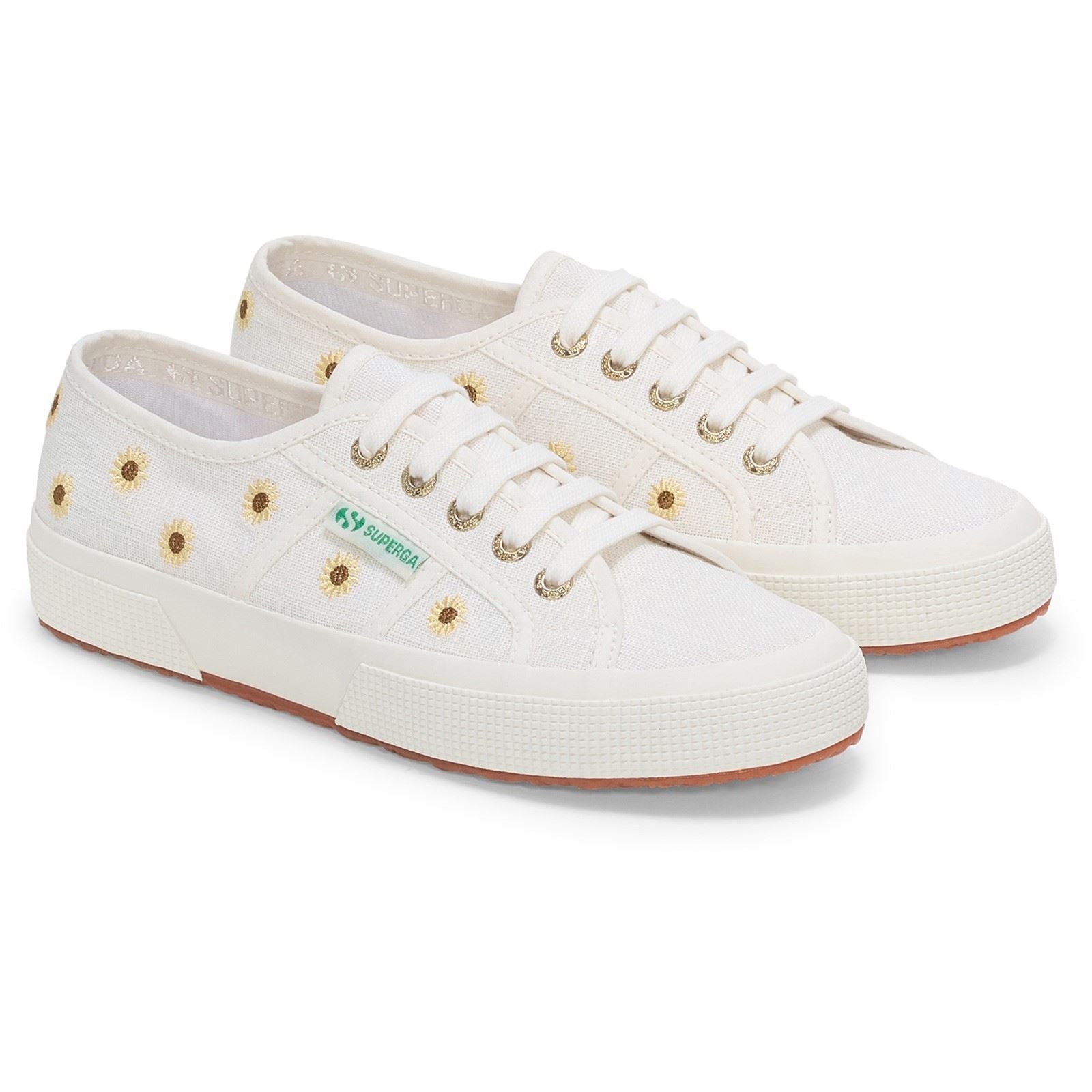Superga Embroidery Linen Sunflower Linen Women's White Trainers
