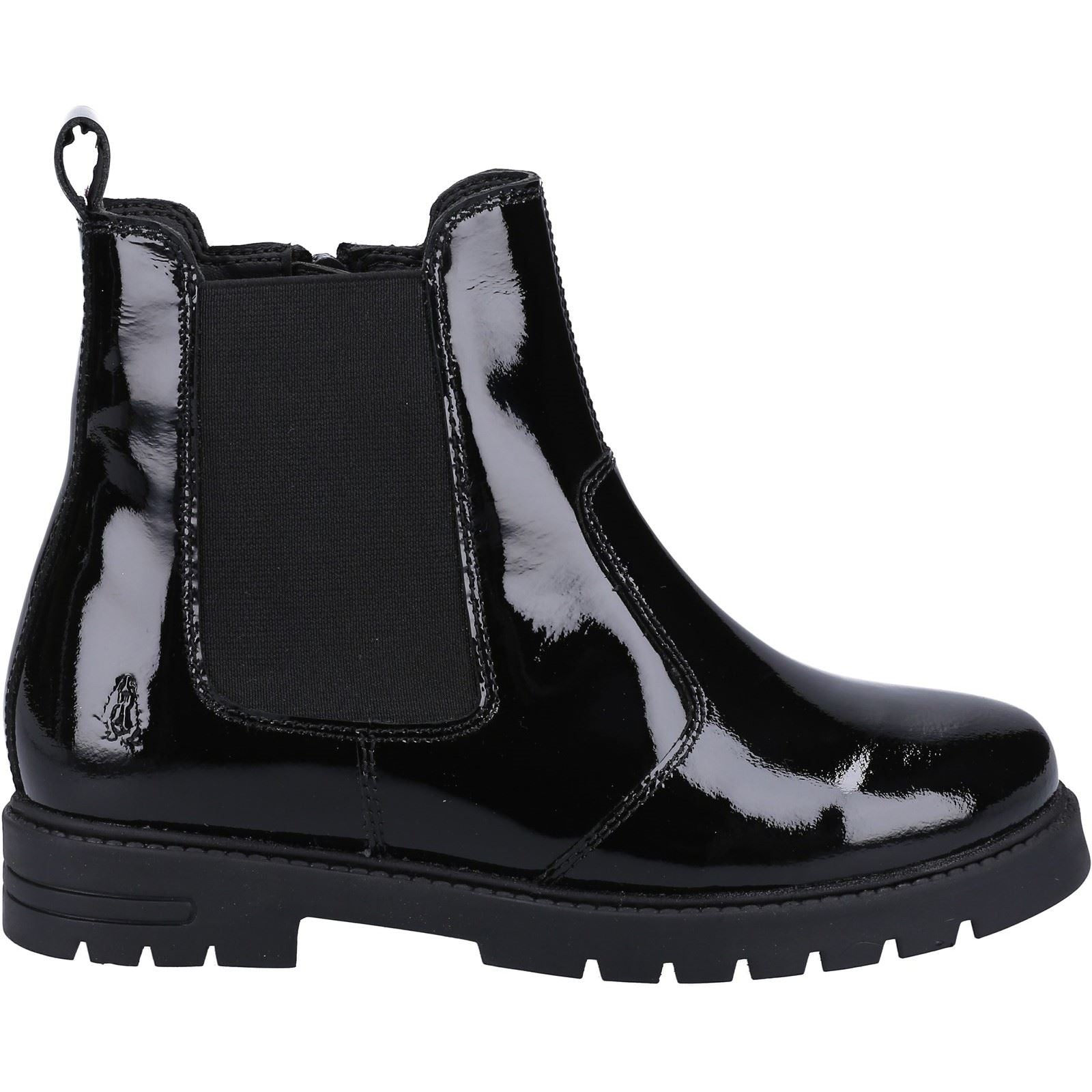 Hush Puppies Laura Patent SNR Leather Girls's Black Boots