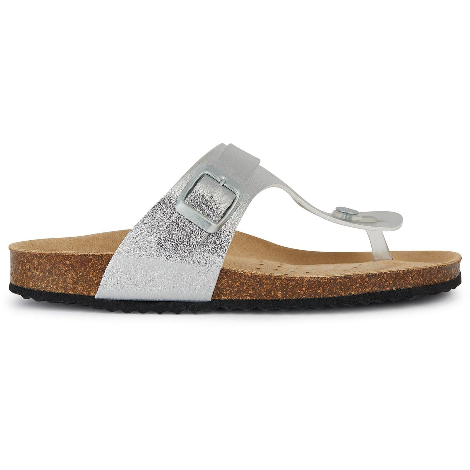 Geox D Brionia Metal Synthetic Synthetic Women's Silver Sandals