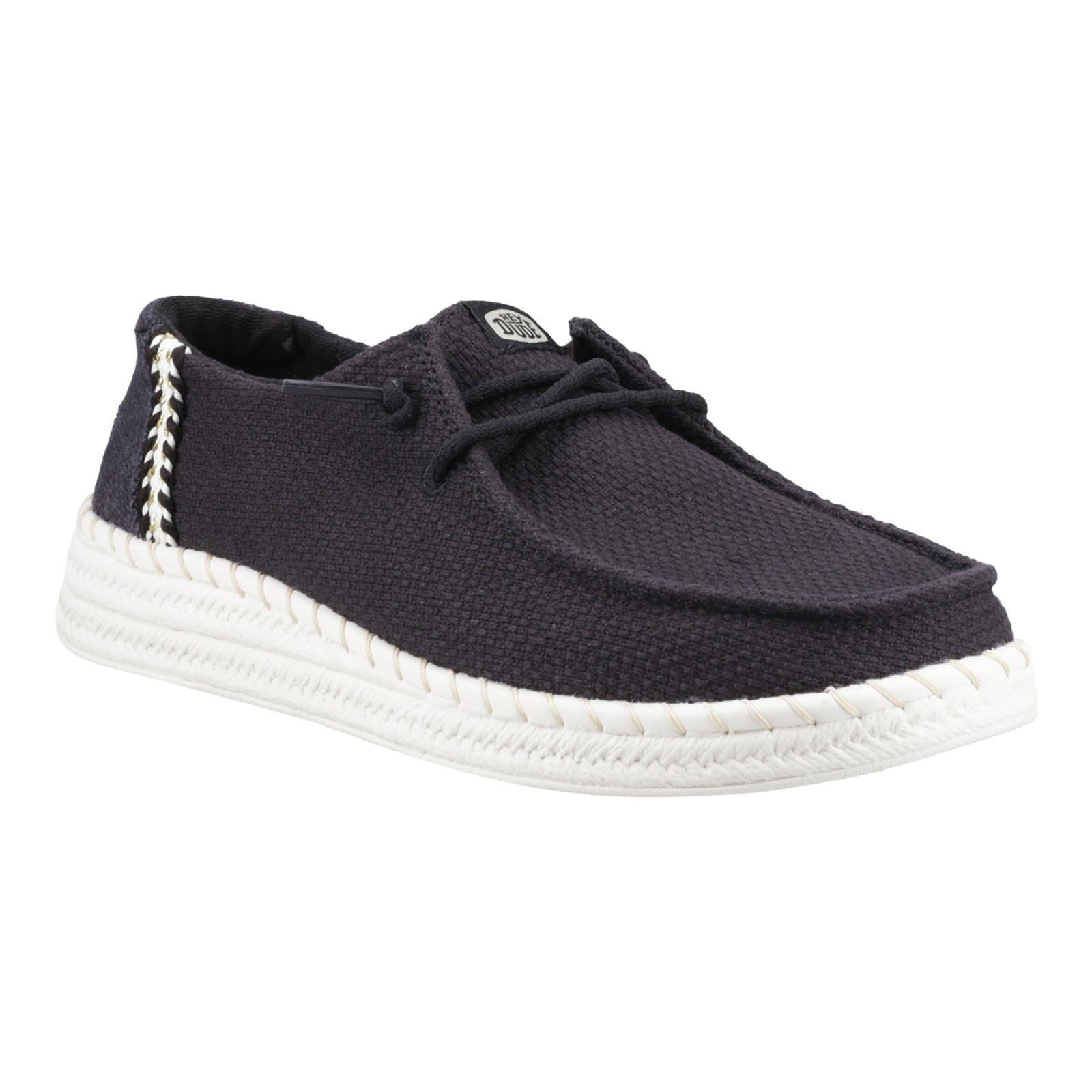 HEYDUDE Wendy Espadrille Woven Cotton Blend Women's Black Espadrilles