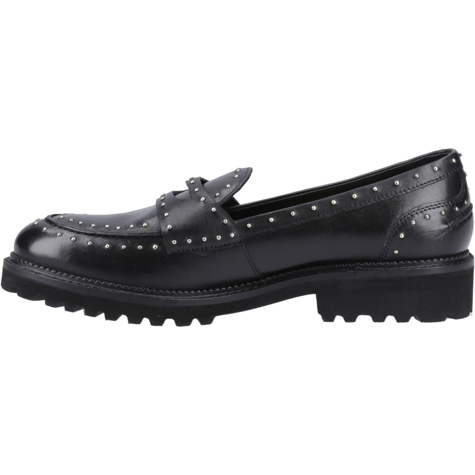 Hush Puppies Genie Leather Women's Black Standard Loafers