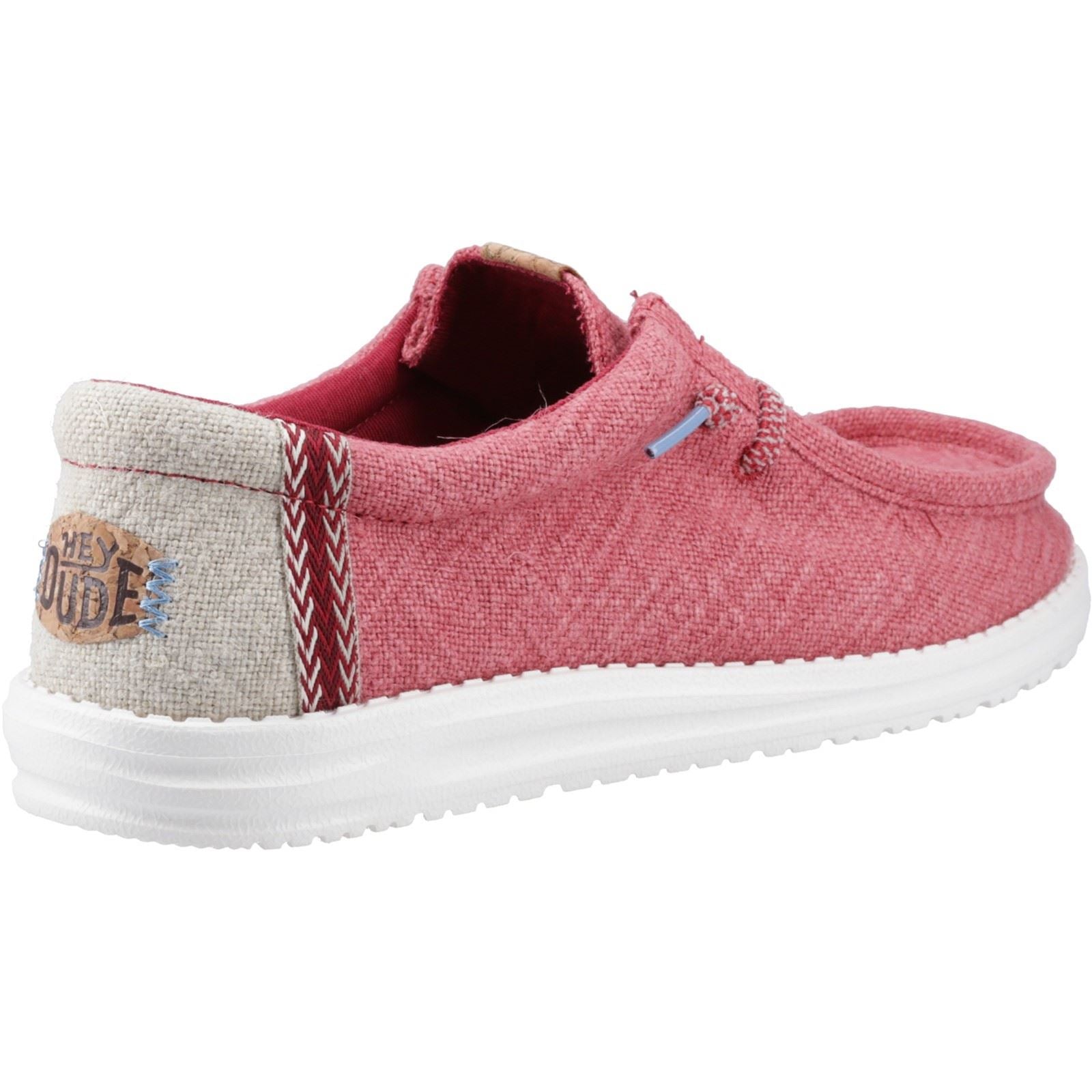 HEYDUDE Wally Jute Jute Men's Claret Red/Silver Birch Moccasins Shoes