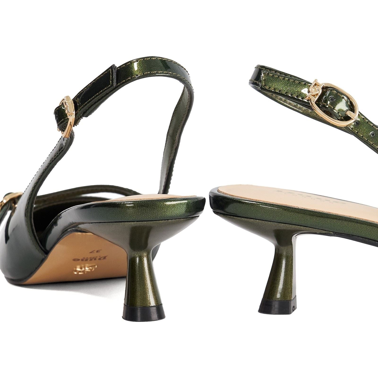 Dune Deserved Women's Green Pointy Slingback Shoes