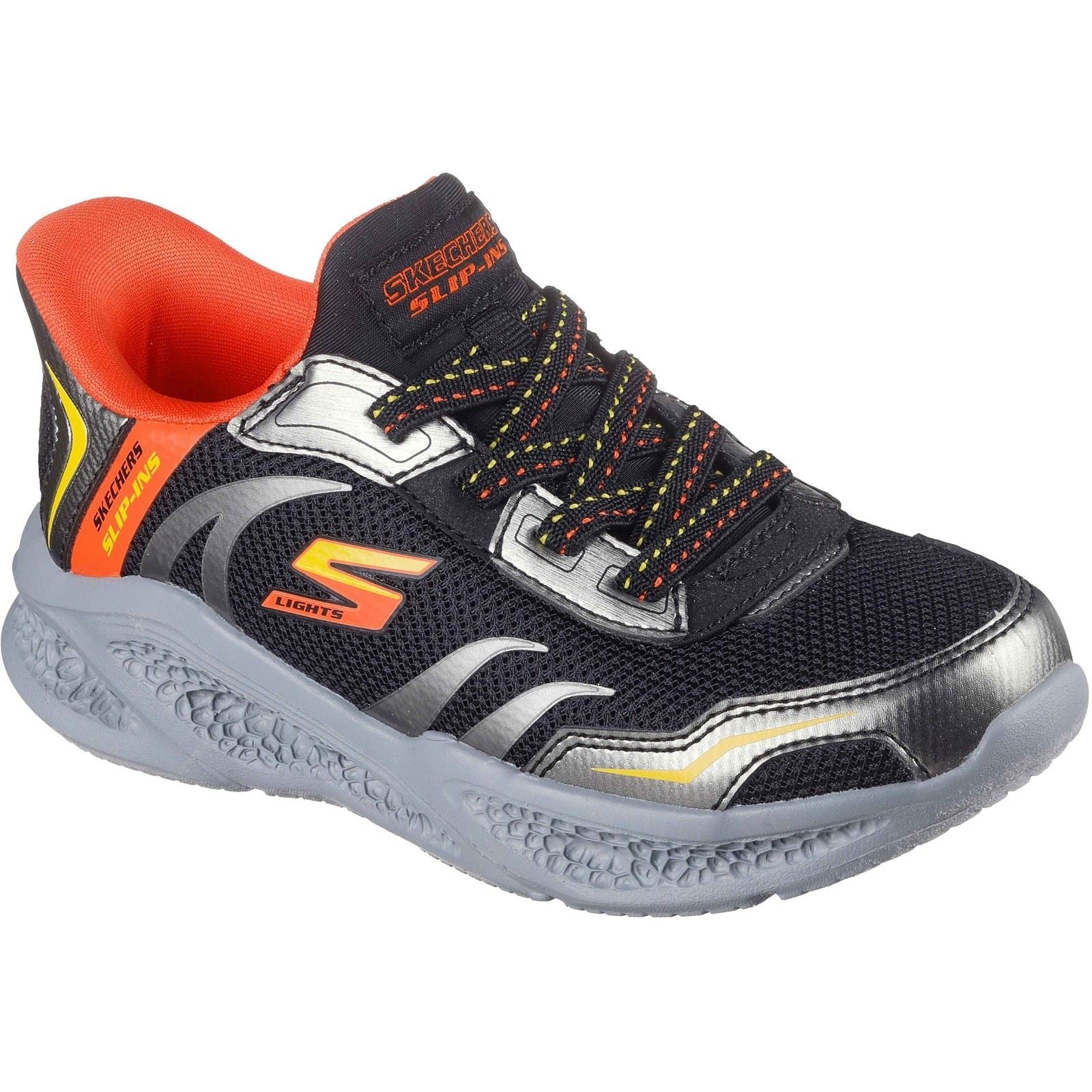 Skechers Meteor-Lights Brisk-Beams Boy's Black/Silver Trainers