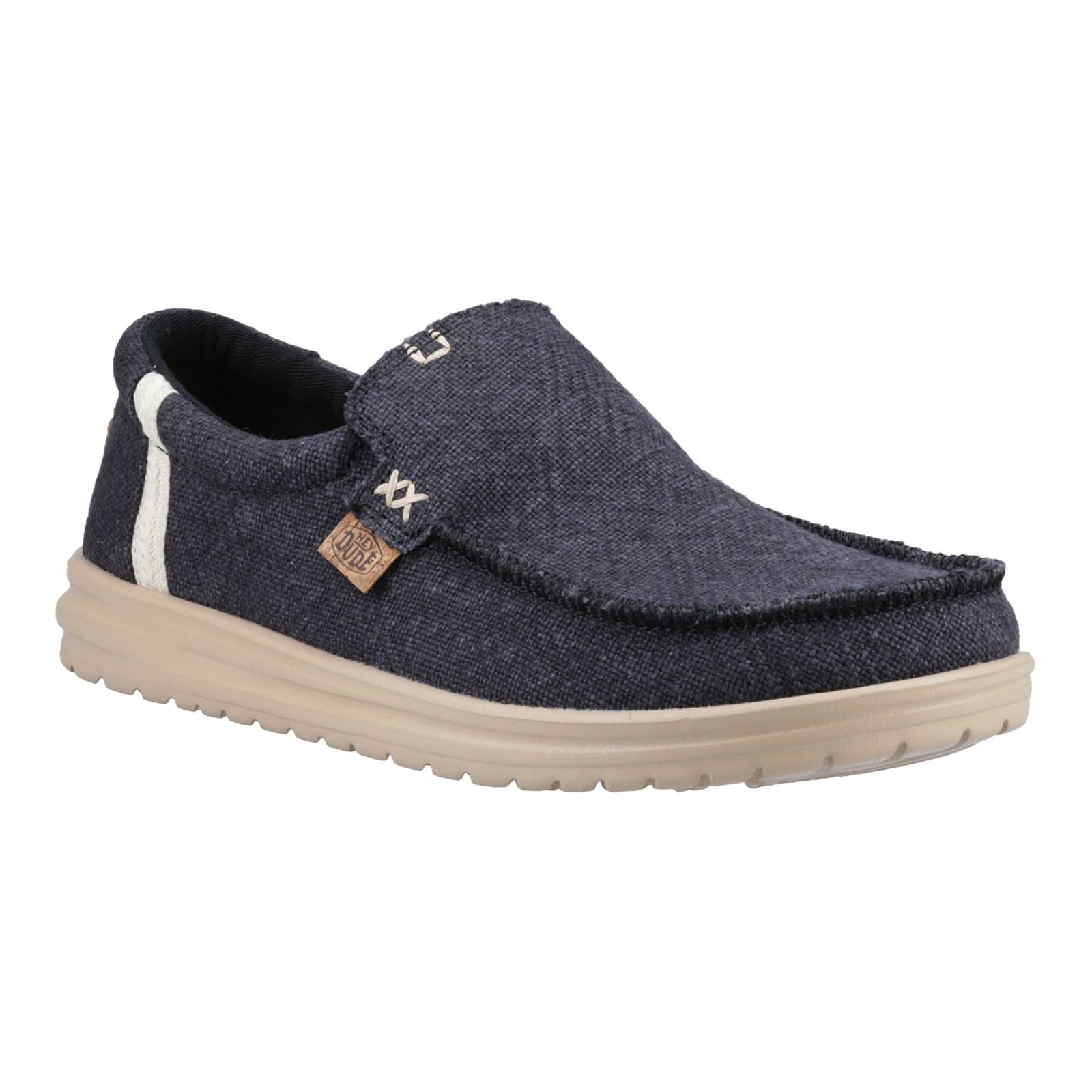 HEYDUDE Mikka Jute Linen Men's Black/Irish Cream Moccasins Shoes