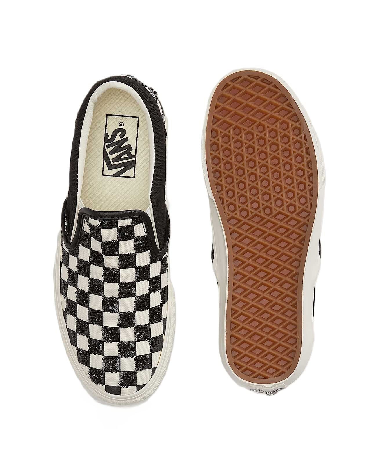 Vans Classic Slip-On Canvas Women's Black/White Beaded Checkerboard Trainers