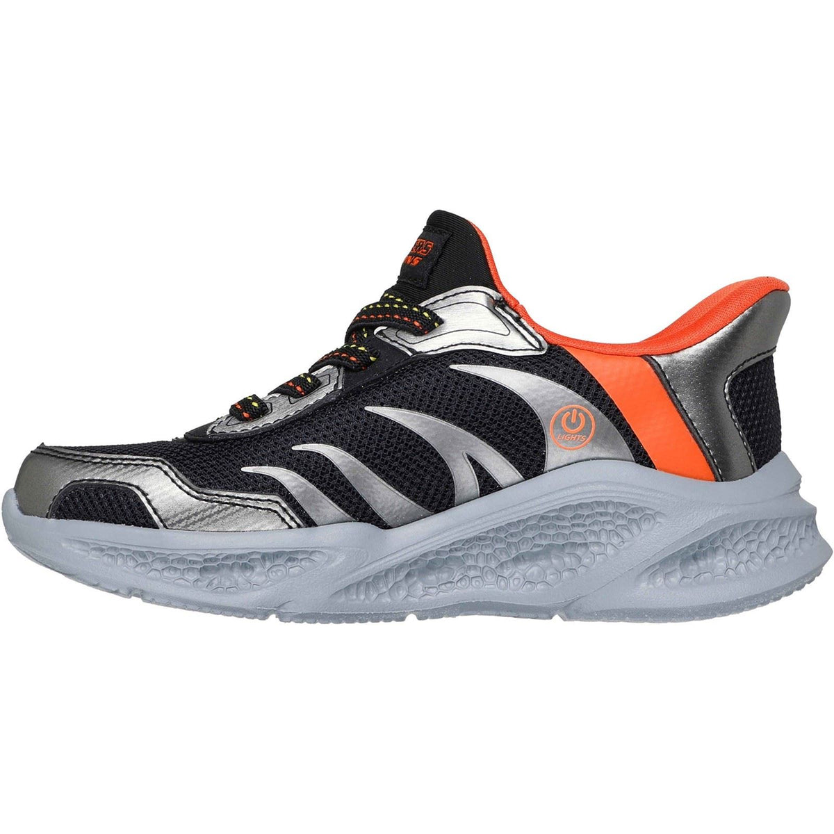 Skechers Meteor-Lights Brisk-Beams Boy's Black/Silver Trainers
