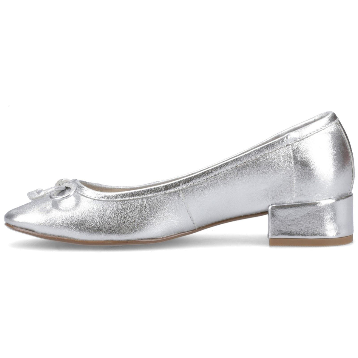 Hush Puppies Silvia Low Heel Sandal Leather Women's Silver Sandals