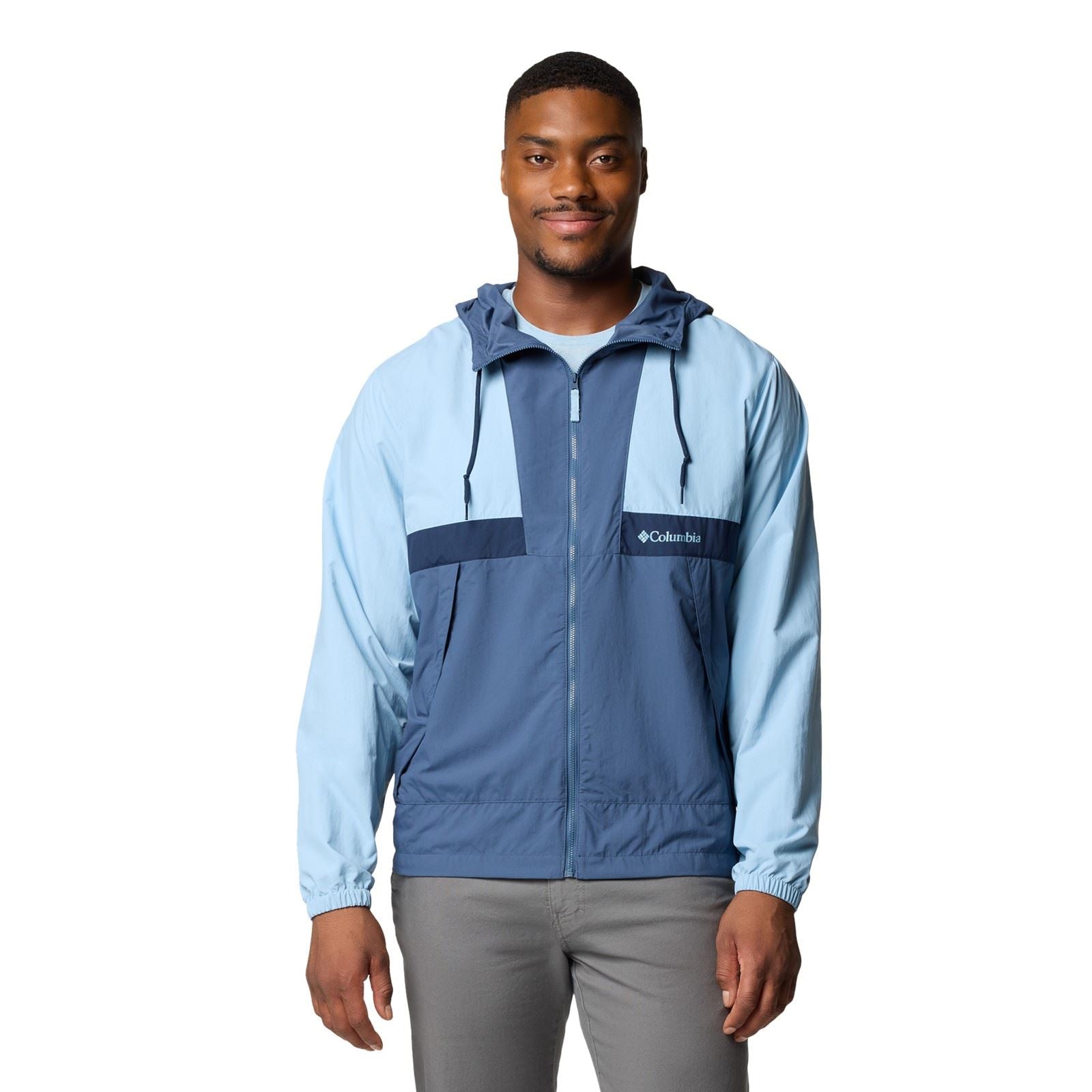 Columbia Spire Valley Hooded Windbreaker Men's Blue Windbreaker Jackets