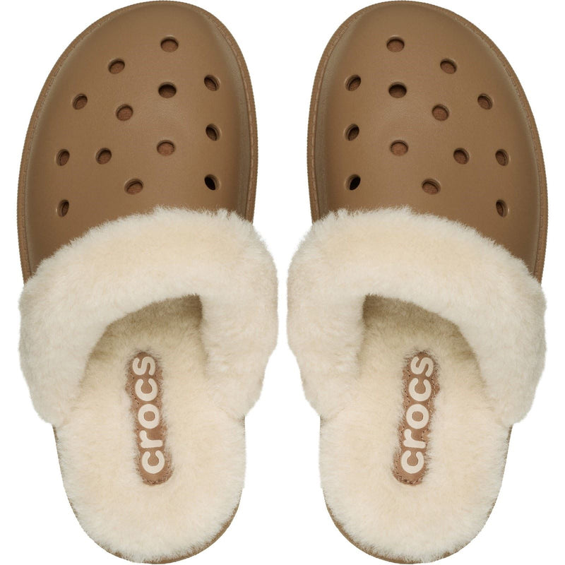 Crocs Classic Fuzz Scuff Thermoplastic Men's Sepia Slippers