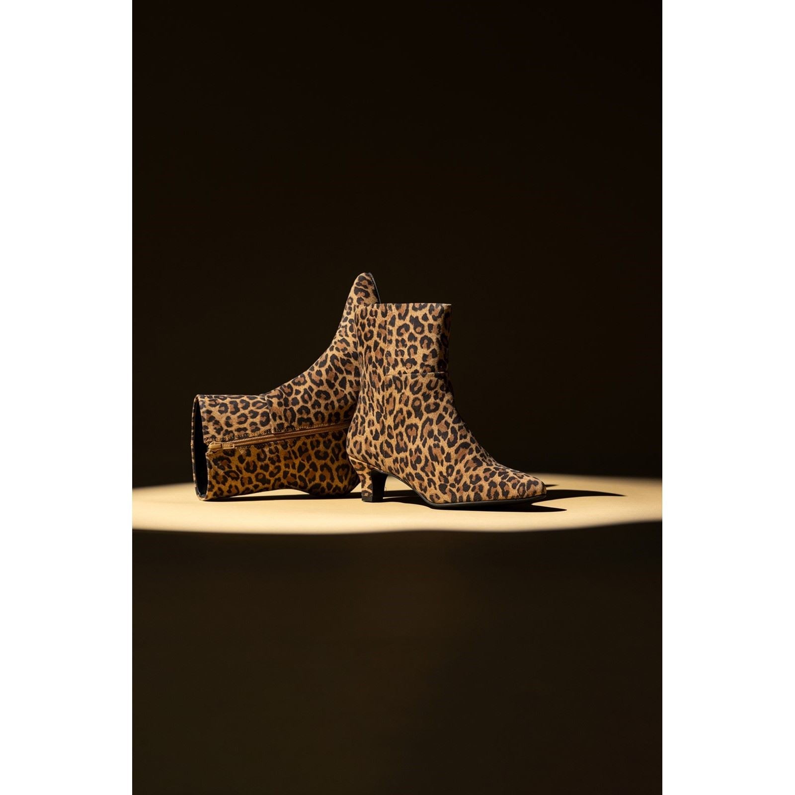 Hush Puppies Nahla Heel Leather Women's Leopard Heeled Ankle Boots
