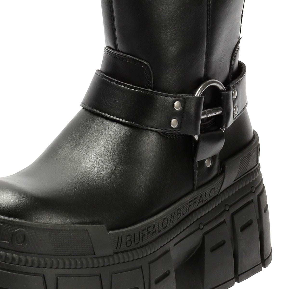 Buffalo Gospher Biker Mid Vegan Women's Black Boots