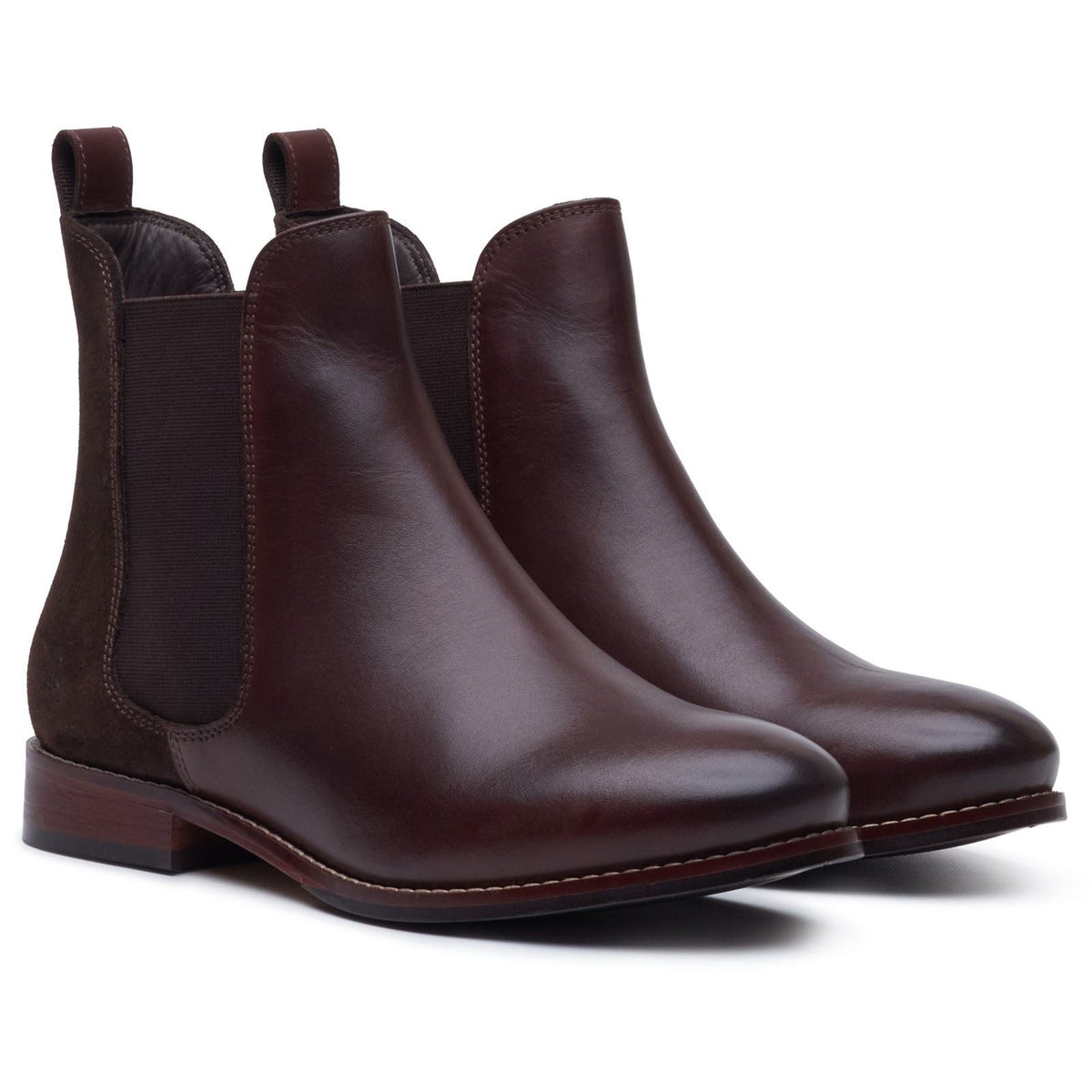 Hush Puppies Colette Leather Women's Chocolate Wide Fit Flat Chelsea Boots